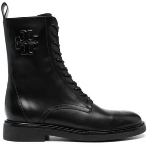 Tory Burch Double T combat Black Leather Lace-Up women’s Boots Size 9.5